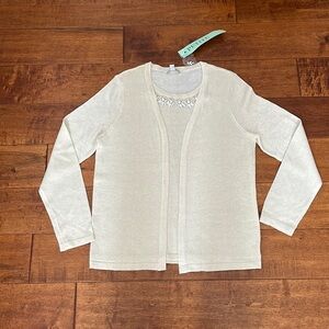 Notations Layer Sweater Size PM Plus Ivory Cream Metallic Rhinestones New